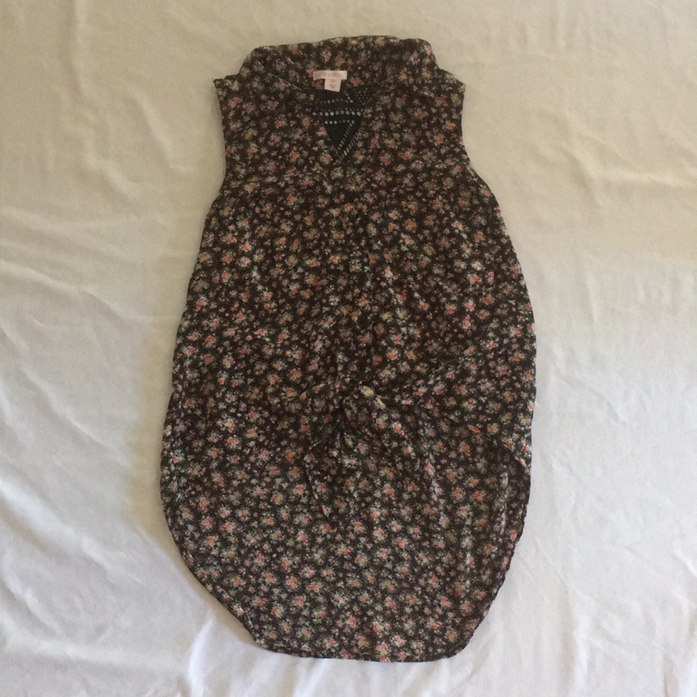 Button down tie front tank top